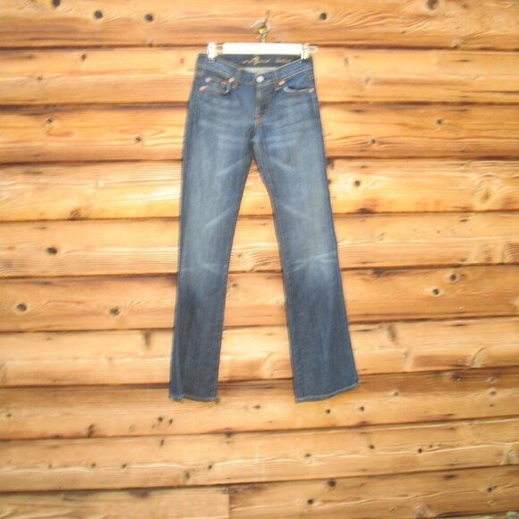 7 for All Mankind Low Rise Boot Cut Jeans 24 X 32 - Picture 3 of 11